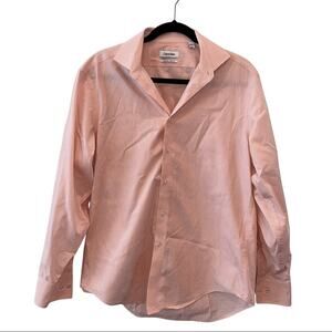 Calvin Klein Men’s Slim Fit Button-up Orange Gingham Plaid Size 32/33 Neck 15.5